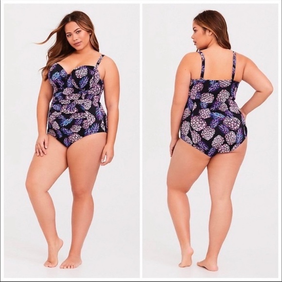 TORRID pineapple print push-up one piece, 4X. - Picture 2 of 6